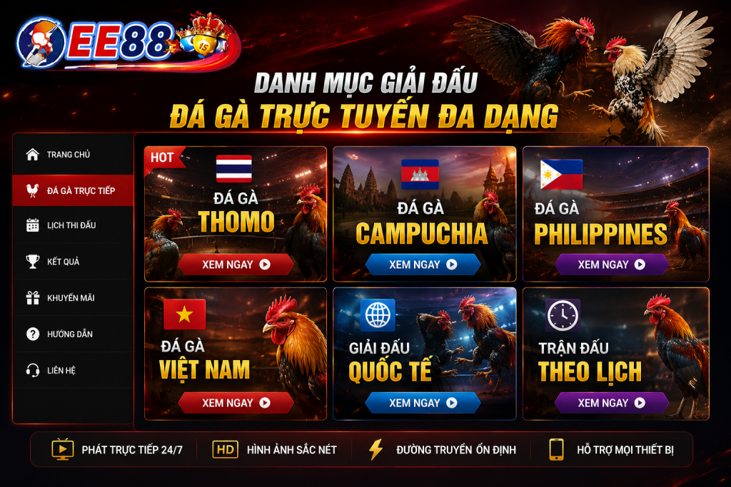 Giao diện sảnh Đá Gà EE88